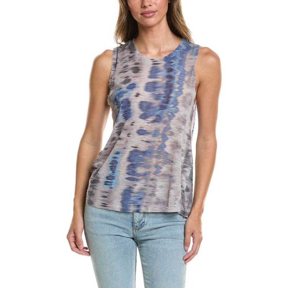 Autumn Cashmere Womens  Distressed Printed Top, Blue